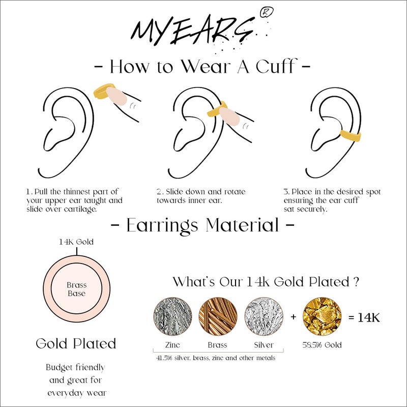 MYEARS Women Ear Cuff Earring Gold Non Pierced Ear Cartilage Clip on Wrap Hoop 14K Gold Filled Tiny Boho Beach Simple Minimalist Delicate Handmade Hypoallergenic Jewelry Gift-Sold as Single/Pair - Image 4